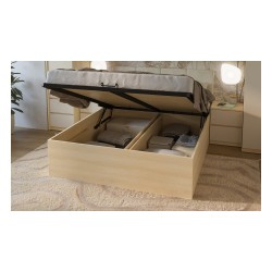 Bed TERRA 160x200 cm, Lindberg oak, with a bedding box and a lifting frame