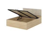 Bed TERRA 160x200 cm, Lindberg oak, with a bedding box and a lifting frame