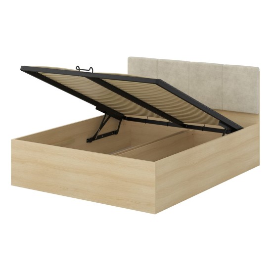 Bed TERRA 160x200 cm, Lindberg oak, with a bedding box and a lifting frame