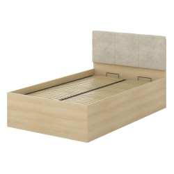 Bed TERRA 120x200 cm, Lindberg oak, with a bedding box and a lifting frame