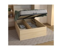 Bed TERRA 120x200 cm, Lindberg oak, with a bedding box and a lifting frame