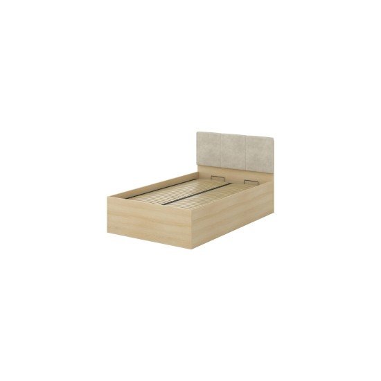 Bed TERRA 120x200 cm, Lindberg oak, with a bedding box and a lifting frame