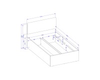 Bed TERRA 120x200 cm, Lindberg oak, with a bedding box and a lifting frame