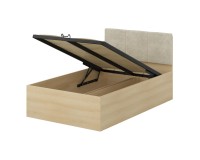 Bed TERRA 120x200 cm, Lindberg oak, with a bedding box and a lifting frame