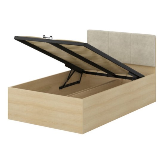 Bed TERRA 120x200 cm, Lindberg oak, with a bedding box and a lifting frame