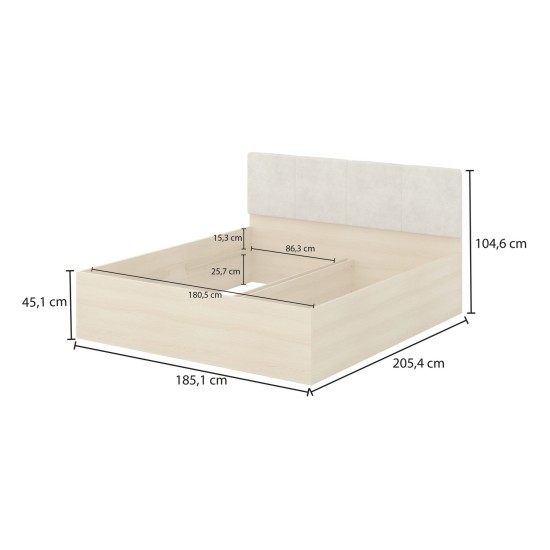 Bed TERRA 180x200 cm, Lindberg oak