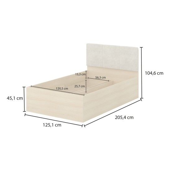 Кровать TERRA 120×200 см, дуб линдберг