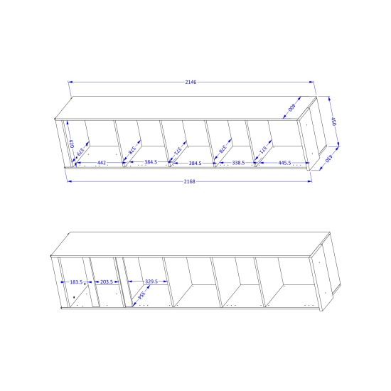Shelving unit TERRA 45 cm, Lindberg oak, shallow