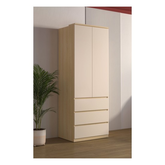 Wardrobe TERRA 80 cm, Lindberg oak with sandy beige
