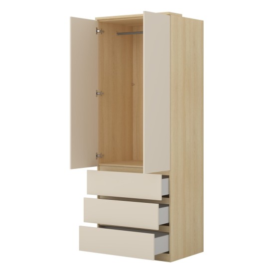 Wardrobe TERRA 80 cm, Lindberg oak with sandy beige