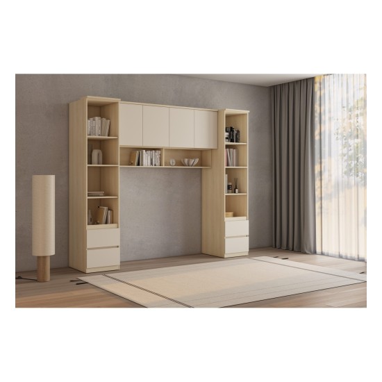 Wall cabinet TERRA 168 cm, Lindberg oak with sandy beige