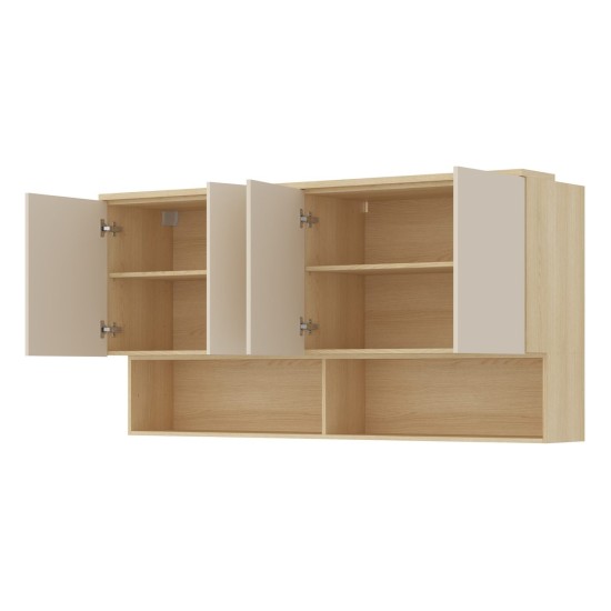 Wall cabinet TERRA 168 cm, Lindberg oak with sandy beige