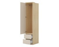 Shelving unit TERRA 45 cm, Lindberg oak with sandy beige, one door and two drawers, with tall doors, type 95 Shelving unit TERRA 45 cm, Lindberg oak with sandy beige, one door and two drawers, with tall doors, type 95