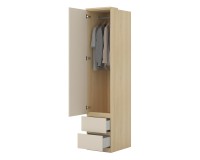 Shelving unit TERRA 45 cm, Lindberg oak with sandy beige, one door and two drawers, with tall doors, type 95 Shelving unit TERRA 45 cm, Lindberg oak with sandy beige, one door and two drawers, with tall doors, type 95
