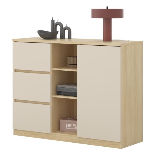 Chest of drawers TERRA 120 cm, Lindberg oak with sandy beige Chest of drawers TERRA 120 cm, Lindberg oak with sandy beige
