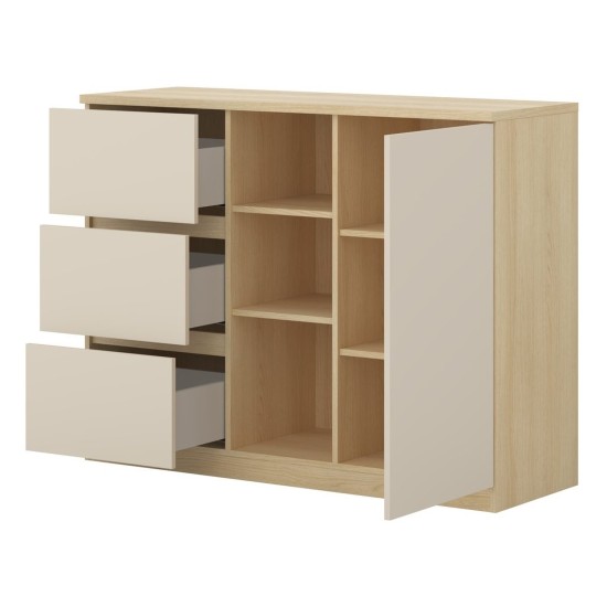 Chest of drawers TERRA 120 cm, Lindberg oak with sandy beige Chest of drawers TERRA 120 cm, Lindberg oak with sandy beige