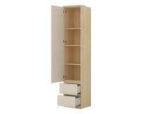 Shelving unit TERRA 45 cm, Lindberg oak with sandy beige, one door and two drawers, with tall doors Shelving unit TERRA 45 cm, Lindberg oak with sandy beige, one door and two drawers, with tall doors