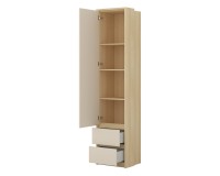 Shelving unit TERRA 45 cm, Lindberg oak with sandy beige, one door and two drawers, with tall doors Shelving unit TERRA 45 cm, Lindberg oak with sandy beige, one door and two drawers, with tall doors