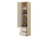 Shelving unit TERRA 45 cm, Lindberg oak with sandy beige, one door and two drawers, with tall doors Shelving unit TERRA 45 cm, Lindberg oak with sandy beige, one door and two drawers, with tall doors