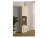 Shelving unit TERRA 45 cm, Lindberg oak with sandy beige, one door and two drawers, shallow Shelving unit TERRA 45 cm, Lindberg oak with sandy beige, one door and two drawers, shallow