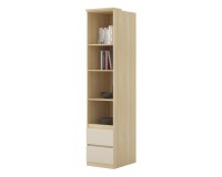 Shelving unit TERRA 45 cm, Lindberg oak with sandy beige, two drawers, deep