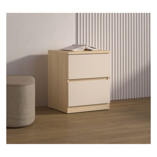 Bedside table TERRA 45 cm, Lindberg oak with sandy beige