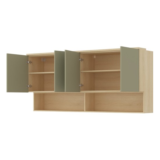 Wall cabinet TERRA 186 cm, Lindberg oak with eucalyptus