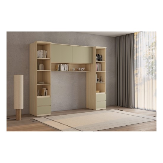 Wall cabinet TERRA 168 cm, Lindberg oak with eucalyptus