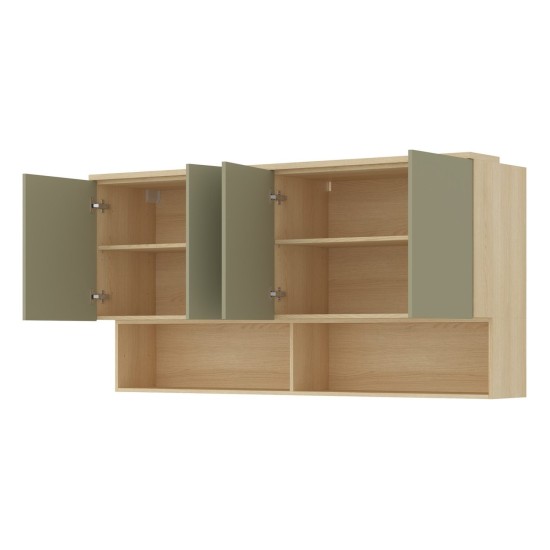 Wall cabinet TERRA 168 cm, Lindberg oak with eucalyptus