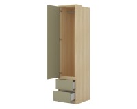 Shelving unit TERRA 45 cm, Lindberg oak with eucalyptus, one door and two drawers, with tall doors, type 95