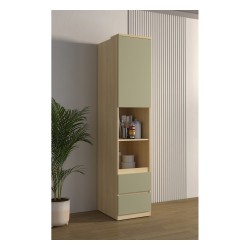 Shelving unit TERRA 45 cm, Lindberg oak with eucalyptus, one door and two drawers, deep Shelving unit TERRA 45 cm, Lindberg oak with eucalyptus, one door and two drawers, deep