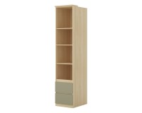 Shelving unit TERRA 45 cm, Lindberg oak with eucalyptus, two drawers, deep
