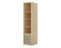 Shelving unit TERRA 45 cm, Lindberg oak with eucalyptus, two drawers, deep