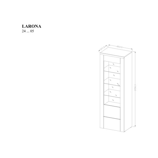 Витрина LARONA 65 см, дуб лефкас