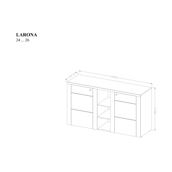 Комод LARONA 155 см, дуб лефкас