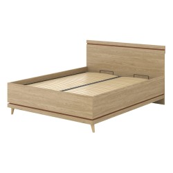 Кровать SCANDI Helvetia 160×200 см, дуб промасленный с кирпичным, с ящиком для белья