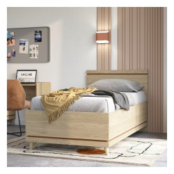 Кровать SCANDI Helvetia 100×200 см, дуб промасленный с кирпичным