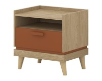 Bedside table SCANDI Helvetia 50 cm, oiled oak with brick