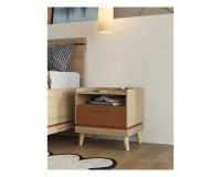 Bedside table SCANDI Helvetia 50 cm, oiled oak with brick