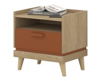 Bedside table SCANDI Helvetia 50 cm, oiled oak with brick