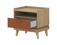 Bedside table SCANDI Helvetia 50 cm, oiled oak with brick