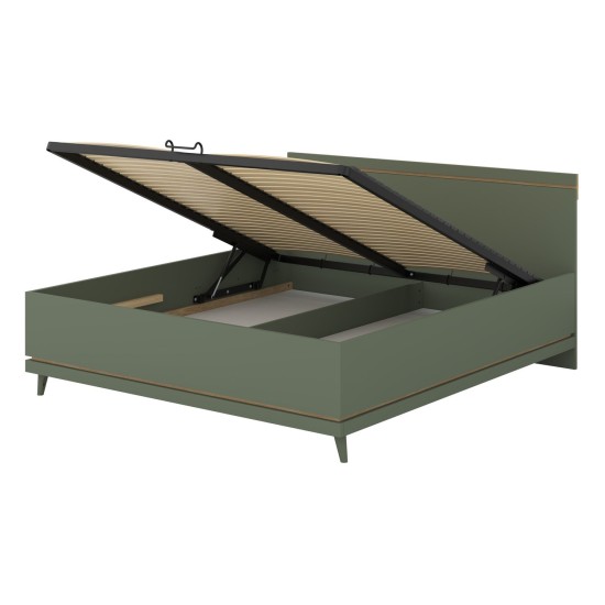 Bed SCANDI Helvetia 180x200 cm, faded green, with a bedding box
