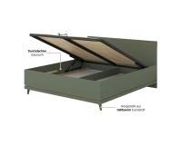 Bed SCANDI Helvetia 180x200 cm, faded green, with a bedding box
