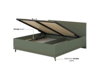 Bed SCANDI Helvetia 180x200 cm, faded green, with a bedding box