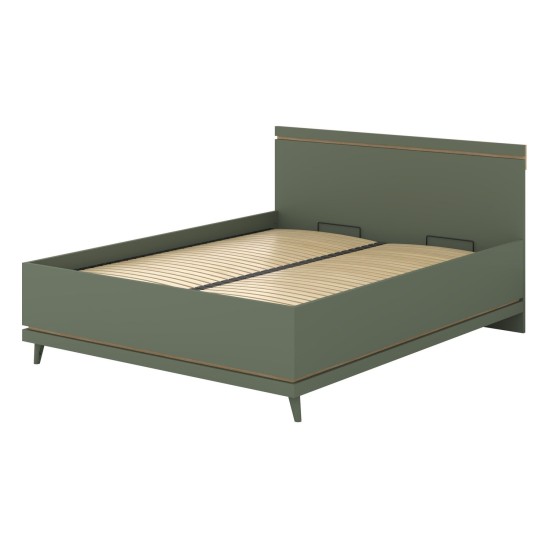 Bed SCANDI Helvetia 160x200 cm, faded green, with a bedding box