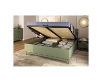 Bed SCANDI Helvetia 160x200 cm, faded green, with a bedding box