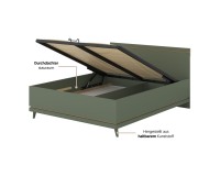 Bed SCANDI Helvetia 160x200 cm, faded green, with a bedding box