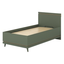 Bed SCANDI Helvetia 100x200 cm, faded green, with a bedding box