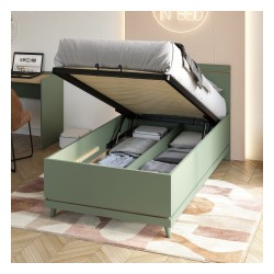 Bed SCANDI Helvetia 100x200 cm, faded green, with a bedding box Bed SCANDI Helvetia 100x200 cm, faded green, with a bedding box
