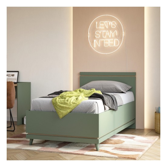 Кровать SCANDI Helvetia 100×200 см, приглушённый зелёный